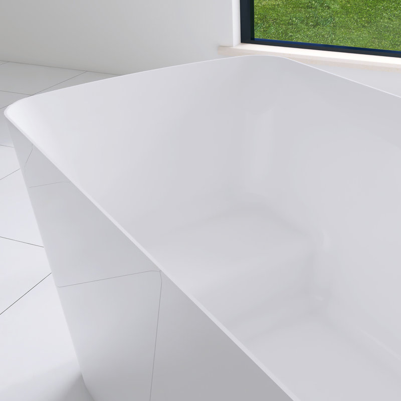 47'' Acrylic Freestanding Soaking Bathtub With Seat, Glossy White