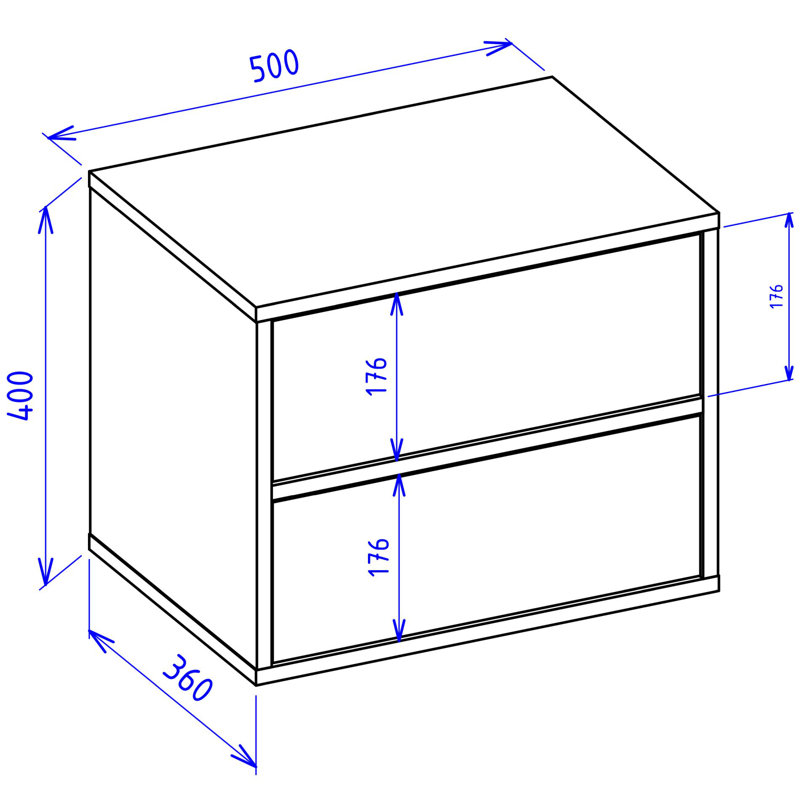 50cm W Manufactured Wood Bedside Table