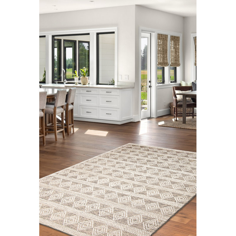 Tapis unique en laine nouvel âge 6 pi 1 po x 9 pi Delfida Crème