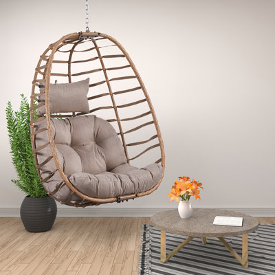 Balancelle en osier Baja avec coussins imperméables et résistants aux rayons UV pour la chambre à coucher de patio