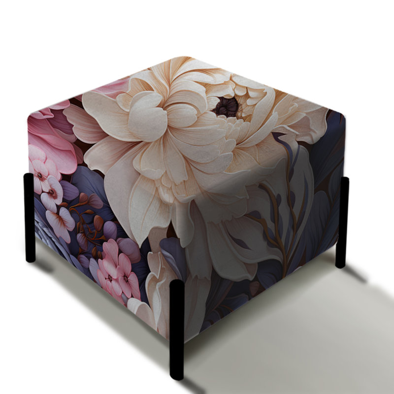 Motif floral rose et mauve de ferme - repose-pieds carré floral