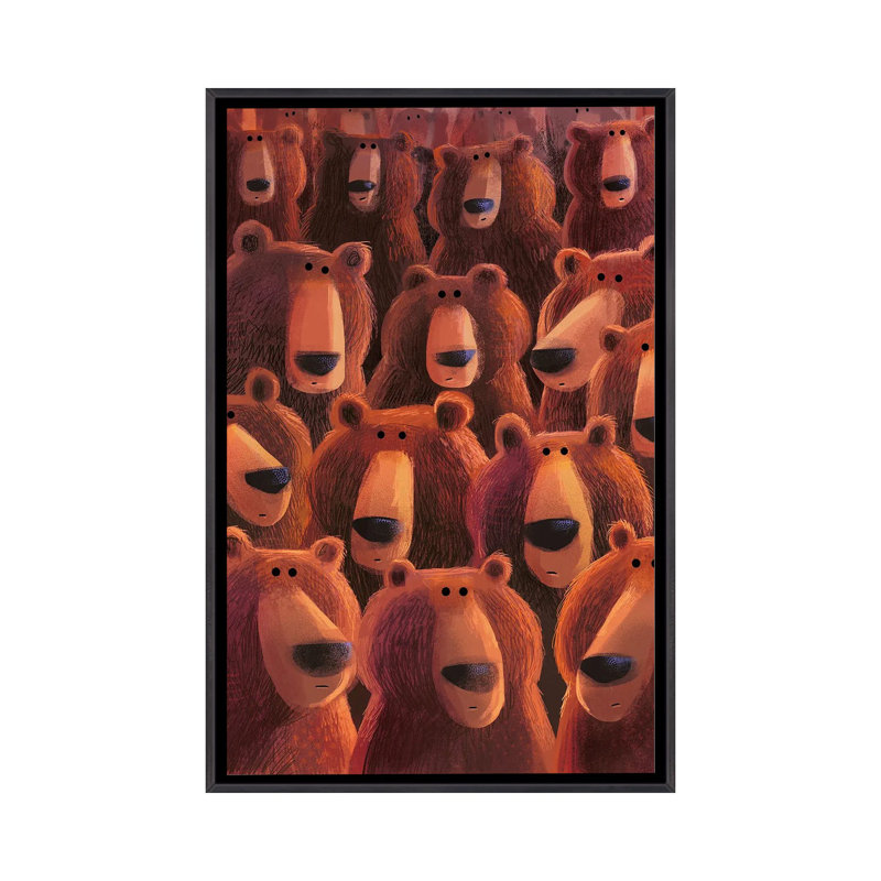 Shifty Bears - reproduction d'art murale - toile encadrée, 40" H x 26" W, Impression encadrée flottante sans passe-partout