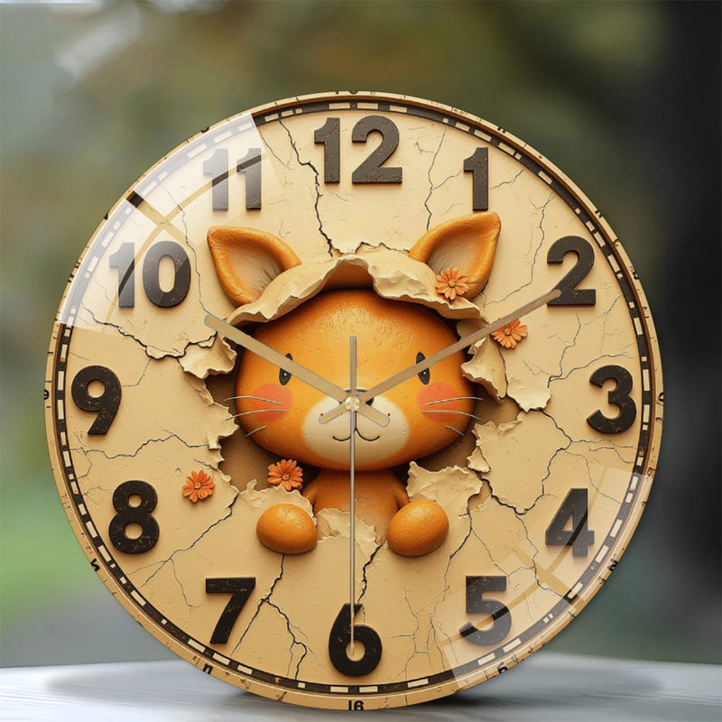 Horloge murale créative en forme de renard - 12 po
