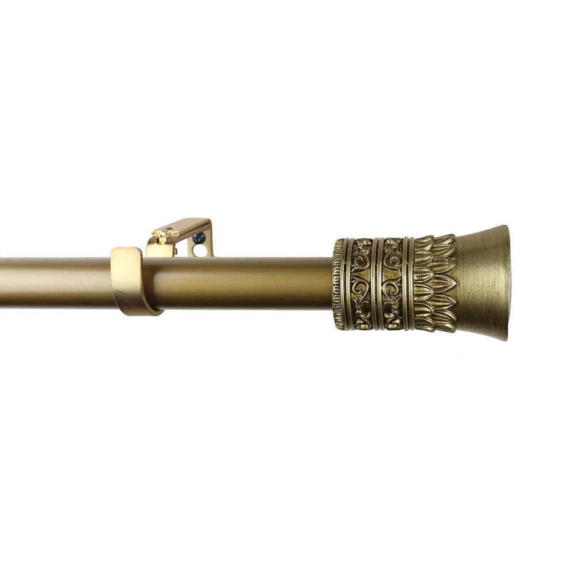 Kelleher Polyresin Adjustable Single Curtain Rod, 48" W x 6.75" D, Renaissance Gold