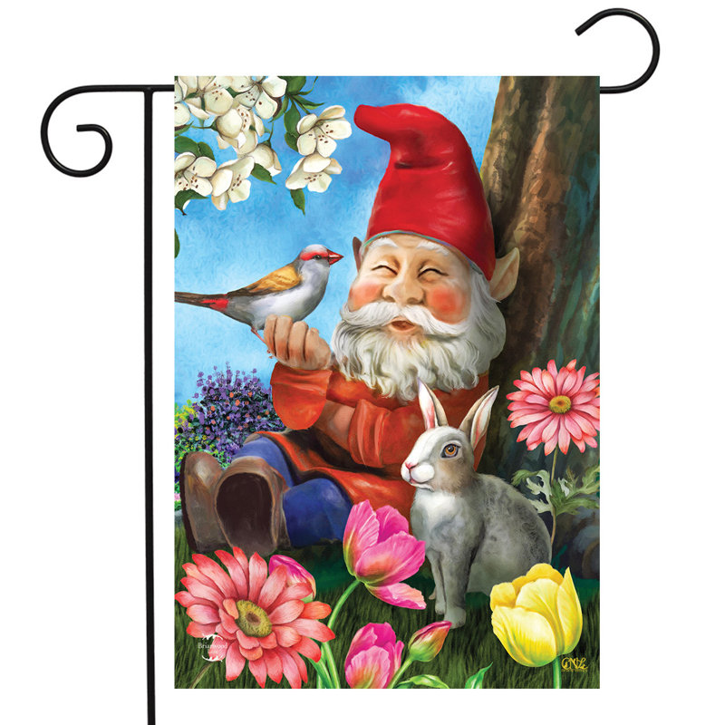 Drapeau de jardin nain de jardin, Printemps rose/rouge/brun