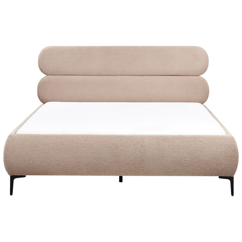 Bed Velvet LESSAY, Taupe Boucle, European King (175 x 213 cm)