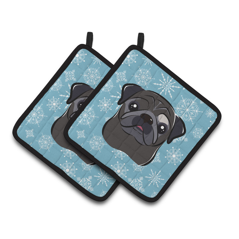 The Holiday Aisle® Ashlynn Polyester Potholder, Blue/Black