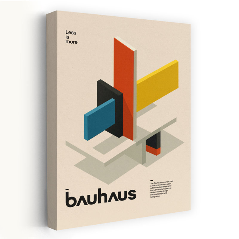 Geometric Shapes Bauhaus Abstract Geometric Minimalist Architecture Wall Art Print 1 Piece Wrapped Canvas Wall Art