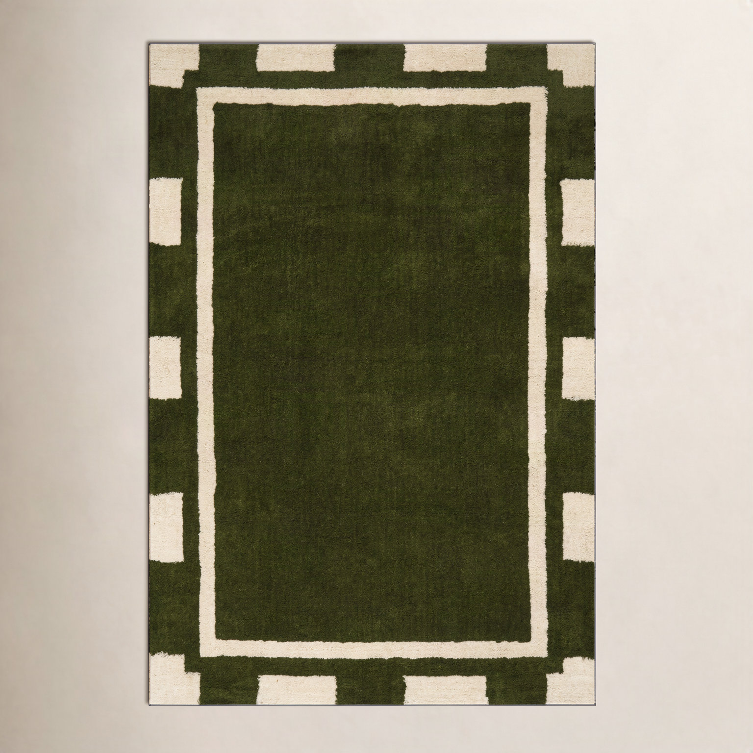Bordered Hand-Tufted Rug, Rectangle 7'6" x 9'6"