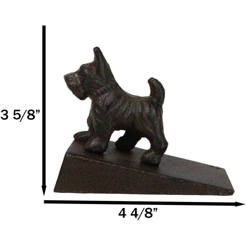 Rustic Cast Iron Whimsical Canine Scottish Terrier Dog Door Stop Stopper Wedge