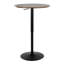 Table de bar ronde à hauteur réglable avec plateau en bois massif brun chaud et base en acier noir
