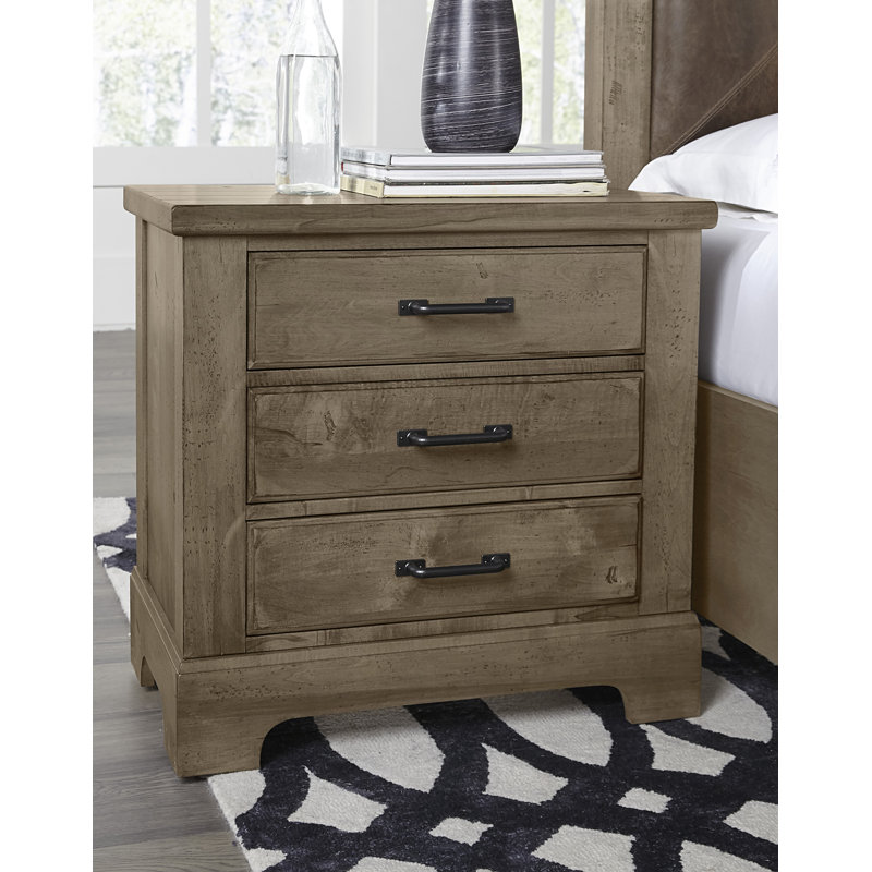 Nowicki 28'' W Solid Wood Nightstand, Stone Gray
