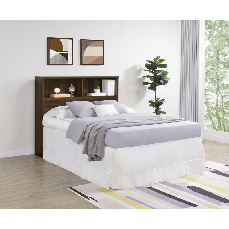 Tête de lit bibliothèque, 48.5" H x 53.75" W x 11.5" D, Dark Oak