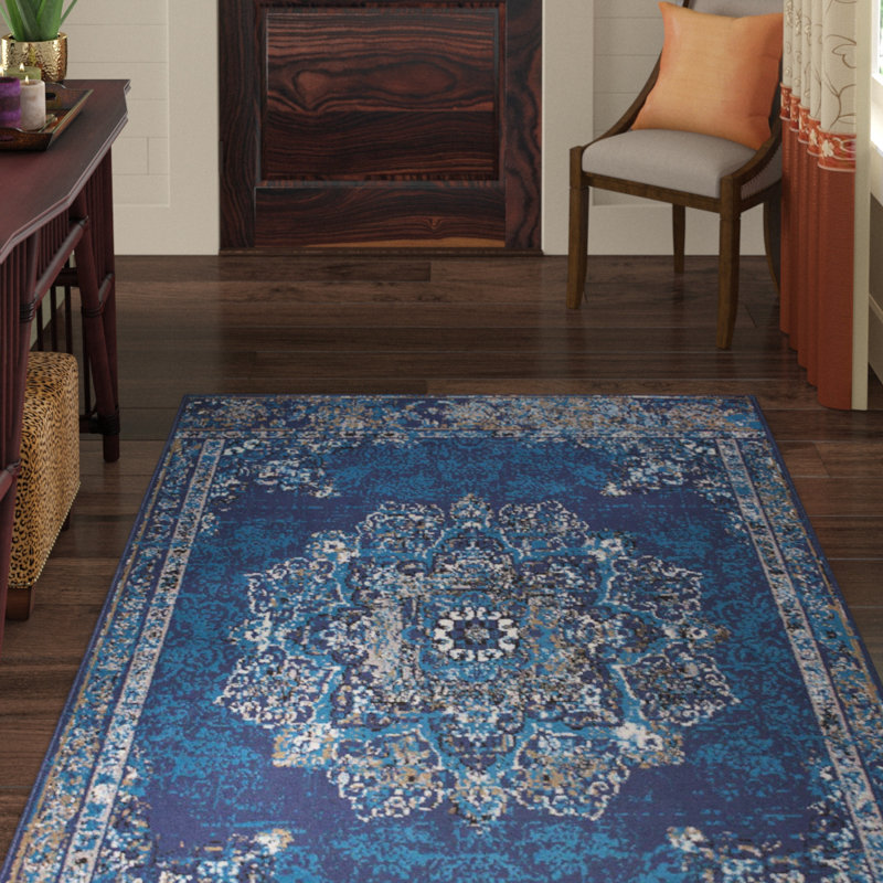 Tapis d'intérieur / extérieur bleu Schrader, Rectangle 8 pi x 11 pi