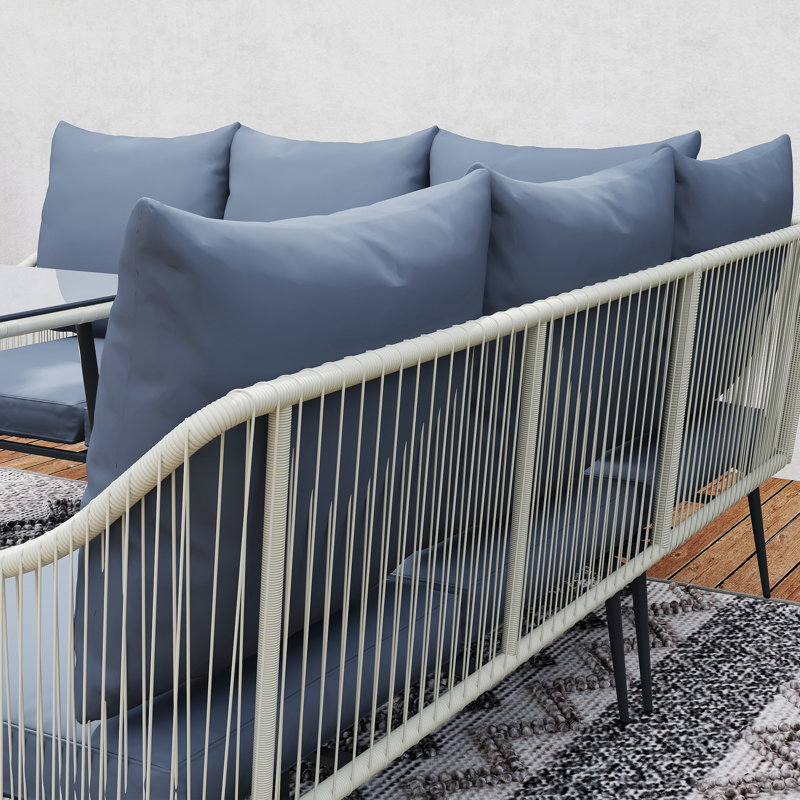 Wicker 7 - Person Garden Lounge Set with Cushions
