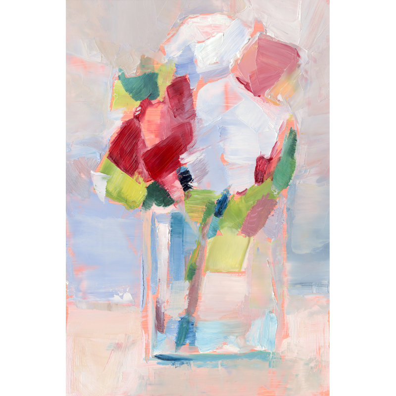 Fleurs abstraites dans un vase II, H 48 po x l 32 po x P 1,25 po