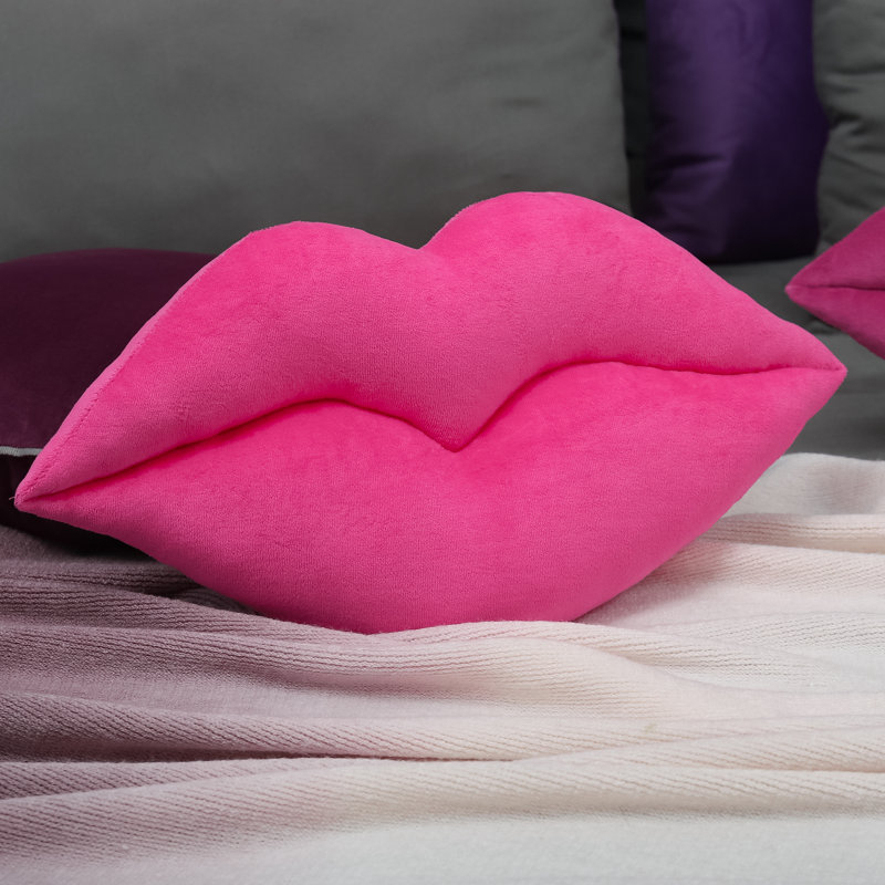 Coussin décoratif en velours , H 11 po x l 18 po, Rouge rose