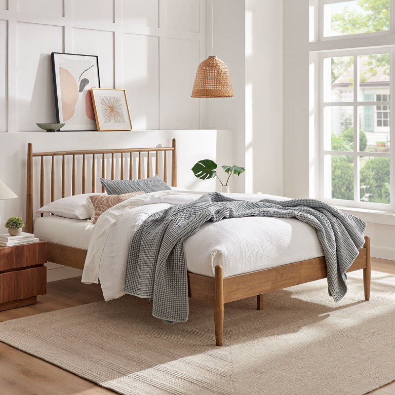 Zane King Size Spindle Bed In Walnut, Walnut, King