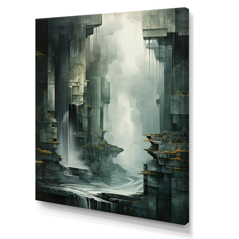 «Waterfall Cliff Adventure I», reproduction sur toile, H 20 po x l 12 po x P 1 po, Toile tendue