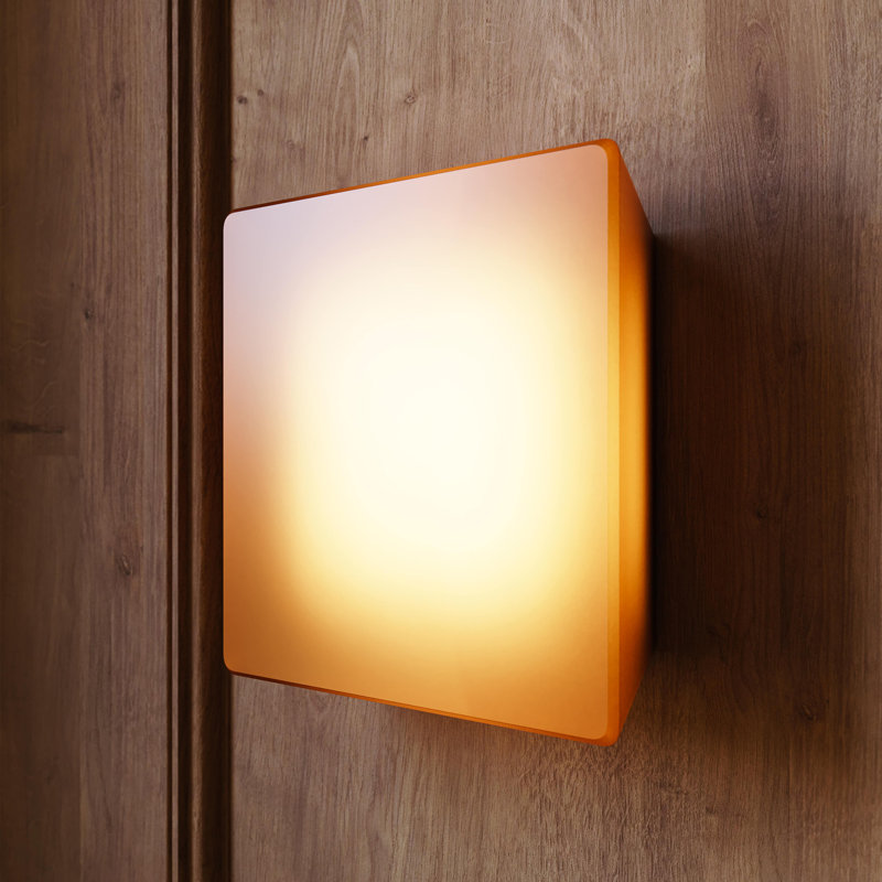 Mist Aluminium LED Flush Mounted Sconce, Amber, Square