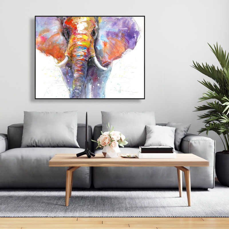 Colorful Walking Elephant Canvas | African Purple Home Decor