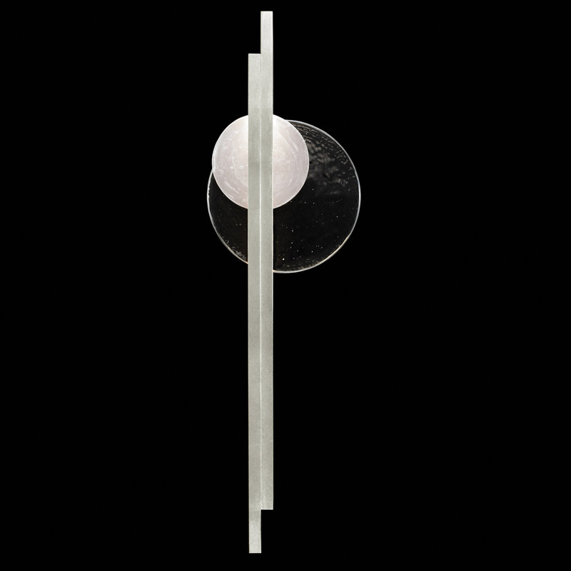Selene Wrought Iron LED Flush Mounted Sconce, Silver, 44" H x 12.75" W x 3.5" D