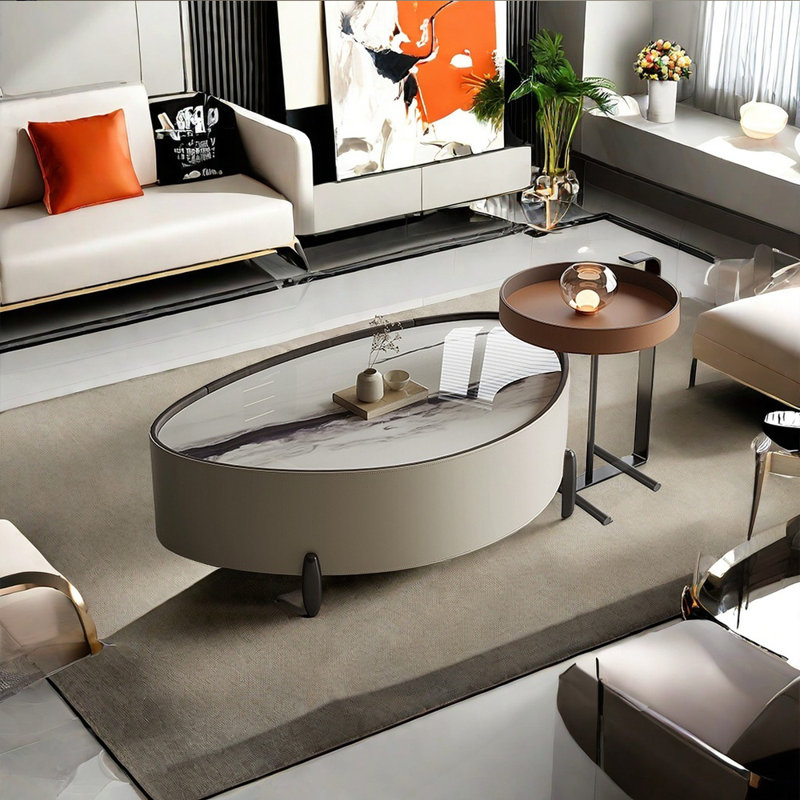 Table basse minimaliste de style crème