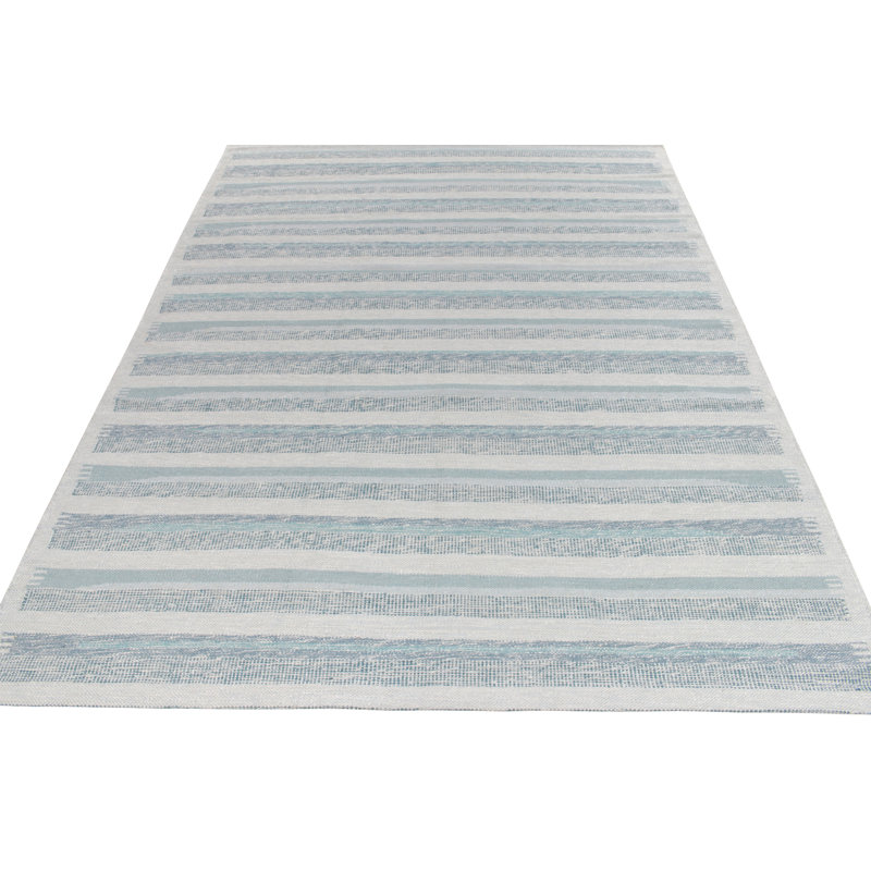 Scandinavian Silk Geometric Area Rug, Rectangle 8' x 10'