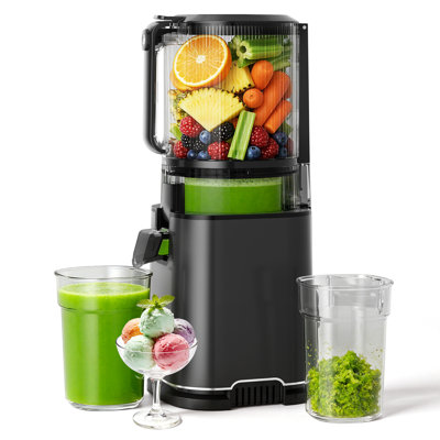 Presse-agrumes à froid avec goulotte d'alimentation de 5,3 po, capacité de 1,7 L, extracteur de jus à rendement élevé avec contrôle total de la pulpe et facile à nettoyer