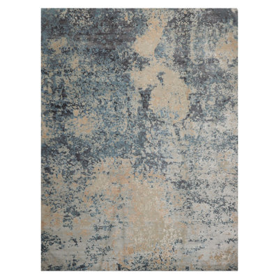 9x12 Gray Hand Knotted Tibetan Sherpa Modern Abstract Wool Area Rug