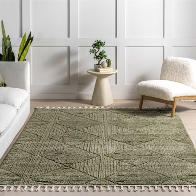 Forland Textured Geometric Tasseled Area Rug