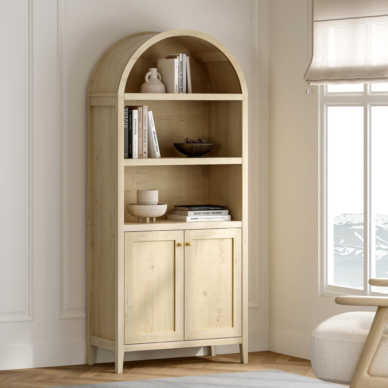 70.9"H*30.7"W 3-Tier Book Cabinet Storage Bookcase, Light Oak