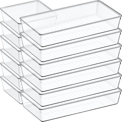 12-pack Large Clear Plastic Drawer Organizer Set