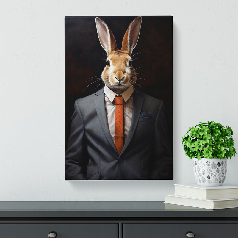 Rabbit in a Suit Painting No.2 - Wrapped Canvas, 76cm H x 50cm W x 3cm D