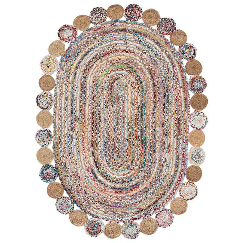 Rubenstein Hand Woven Jute, Cotton Abstract Rug, Oval 5' x 7'