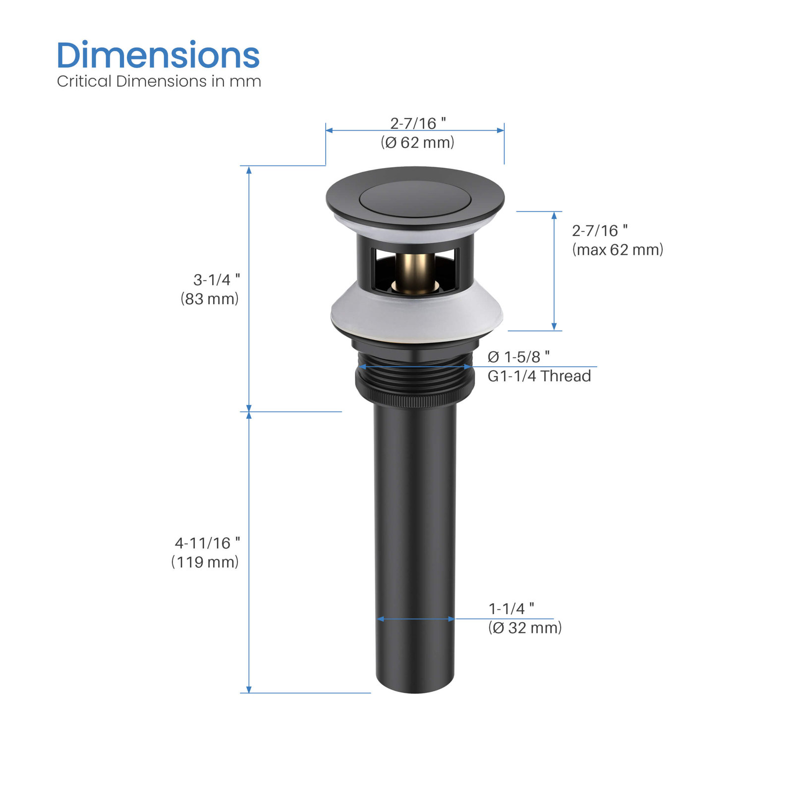 Cube Widespread Bathroom Faucet with Drain, Black