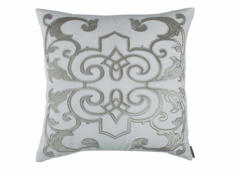 Mozart Linen Square Pillow Cover & Insert, Ice Silver, 24" x 24"