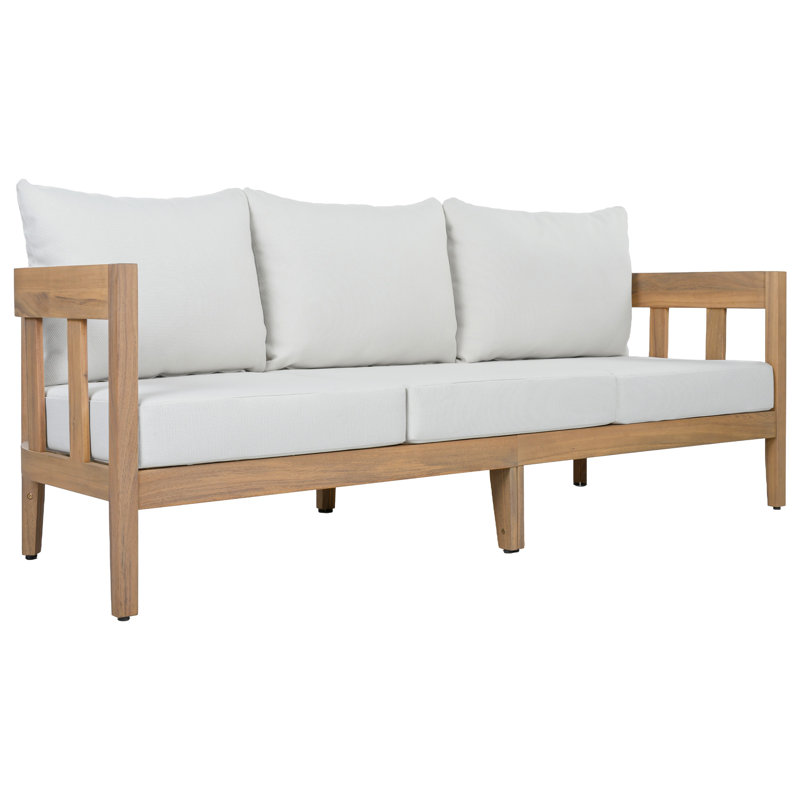 Canapé de patio 3 places Dasmon, Oak / Ivory