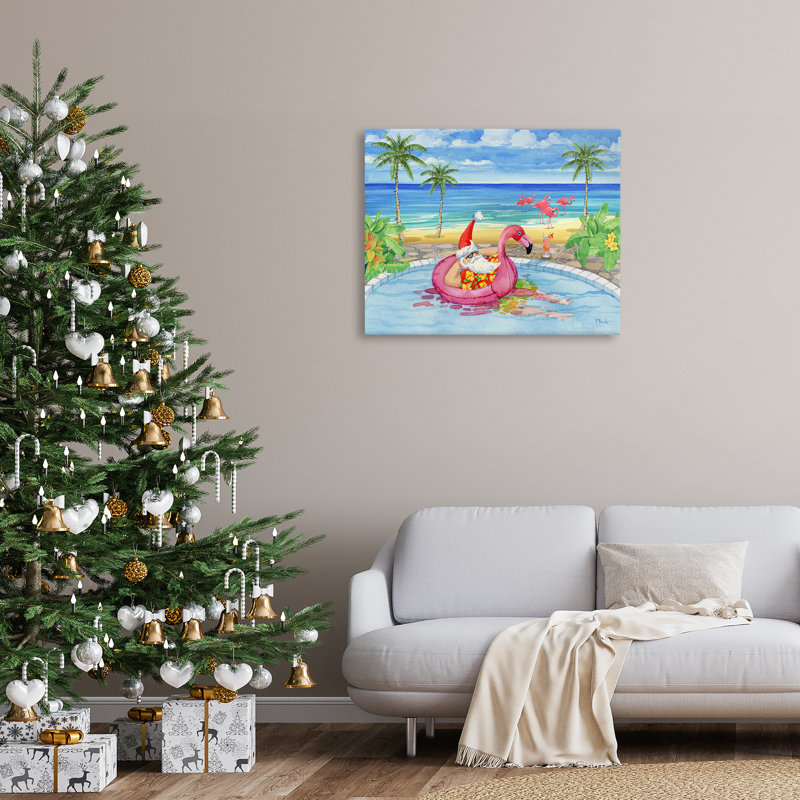 «Santa with Pool Float» par Paul Brent, H 30 po x l 40 po
