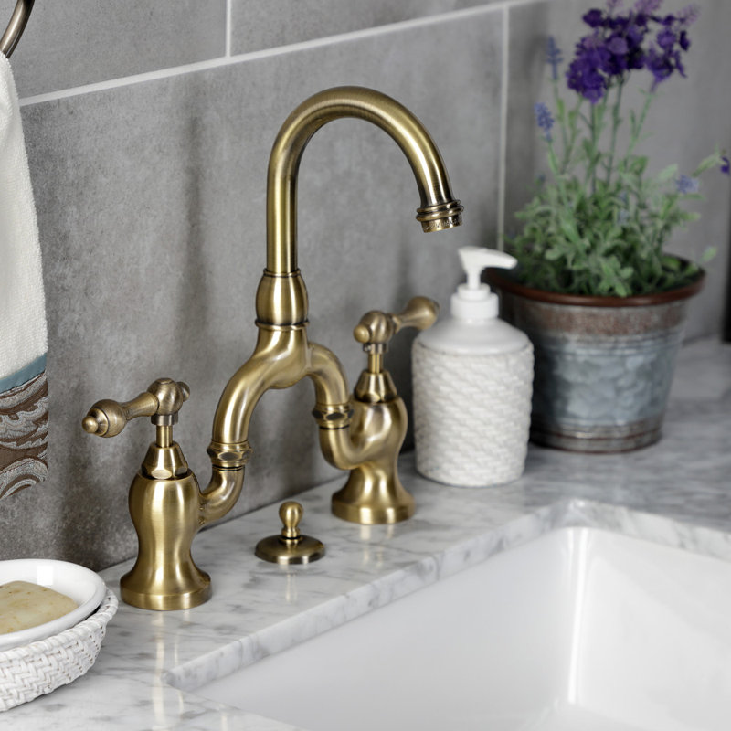 Widespread Bathroom Faucet with Drain Assembly, Light Brown