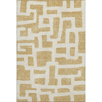 Premium Machine Washable Prisco Gold Rug