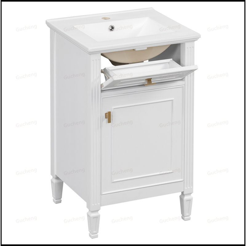 20" Small Adjustable Shelf Bathroom Vanity With Sink, White
