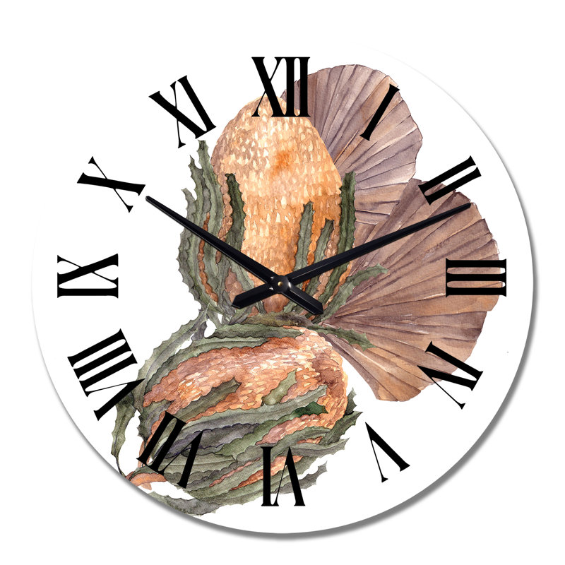 Horloge murale traditionnelle Bouquet avec feuilles séchées, Moyen