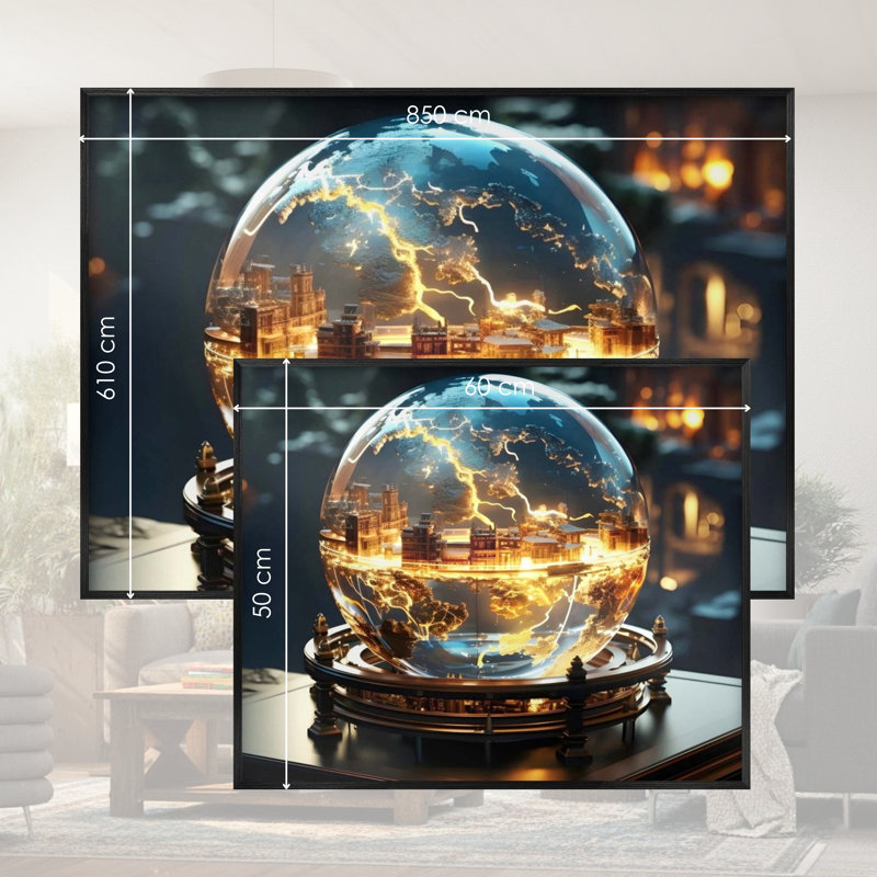 Single Picture Frame LED Illuminated Wall Art Wall Art on Glass / Aluminium, 50 cm H x 60 cm W