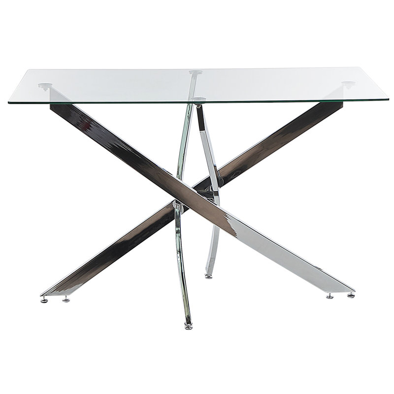 Keanna Glass Top Metal Base Dining Table