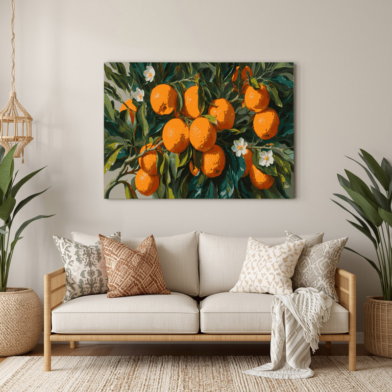 Art mural en métal «Fruit tangelo» vert, H 20 po x l 24 po