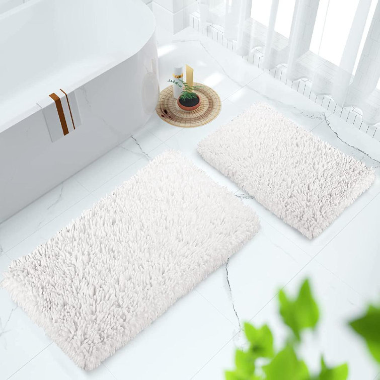 Bathroom Rug Set Of 2 – Memory Foam Bathmats With Embossed Coral