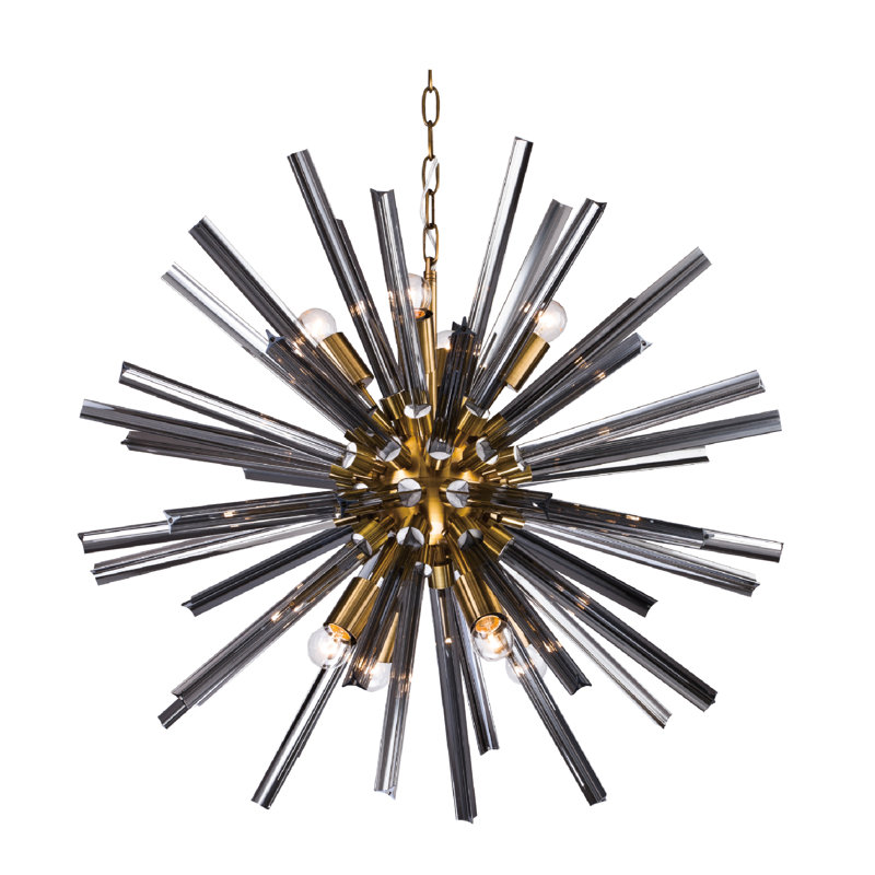 Rosa Modern 8-Light Sputnik Glass Chandelier , Brass