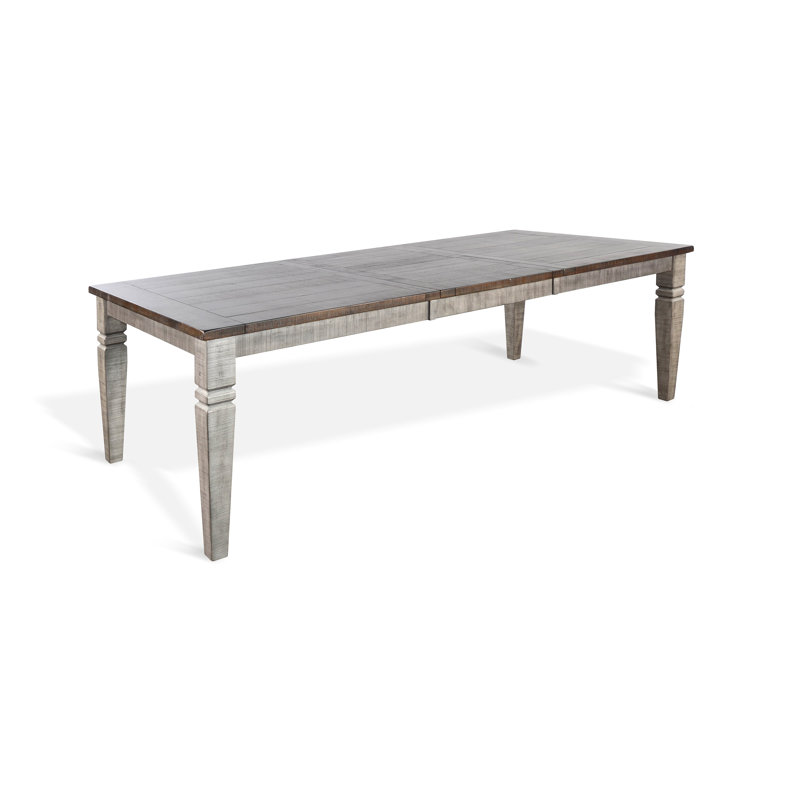 Meriwether Extendable Mahogany Solid Wood Dining Table, Alpine Gray