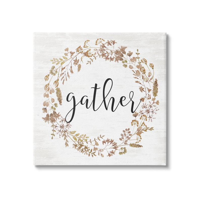 Rustic Gather Script, Toile tendue, H 17 po x l 17 po x P 1,5 po